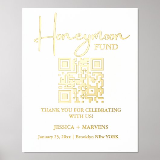 Moderner Minimalistischer Hochzeitsfonds QR-Code Foliendrucke (Vorderseite)