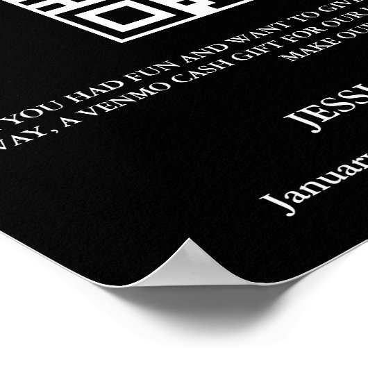 Moderner Minimalistischer Hochzeitsfonds QR-Code Poster (Ecke)