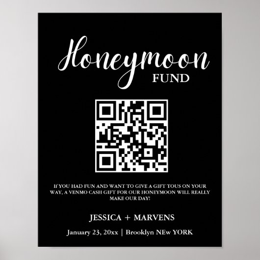 Moderner Minimalistischer Hochzeitsfonds QR-Code Poster (Vorne)