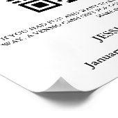 Moderner Minimalistischer Hochzeitsfonds QR-Code Poster (Ecke)