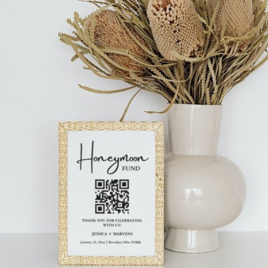 Moderner Minimalistischer Hochzeitsfonds QR-Code Poster