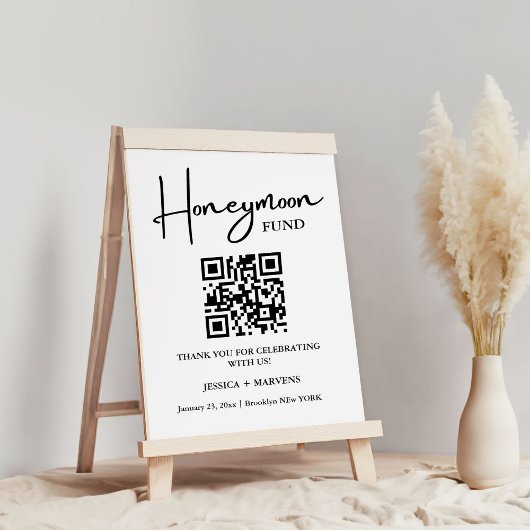Moderner Minimalistischer Hochzeitsfonds QR-Code Poster