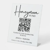 Moderner Minimalistischer Hochzeitsfonds QR-Code Sockelschild (Vorderseite)