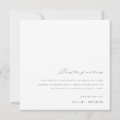 Moderner Minimalistischer Hochzeitsplatz Dankeskarte (Rückseite)