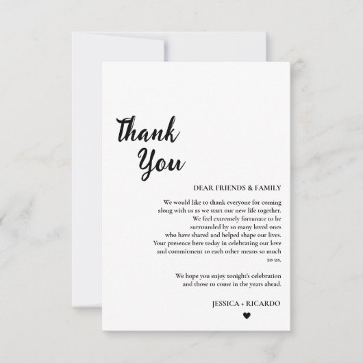 Moderner Minimalistischer Hochzeitstisch Dankeschö Dankeskarte (Vorderseite)