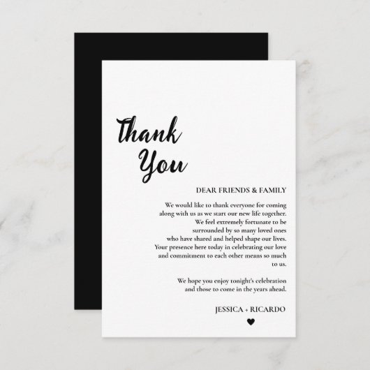 Moderner Minimalistischer Hochzeitstisch Dankeschö Dankeskarte (Vorne/Hinten)