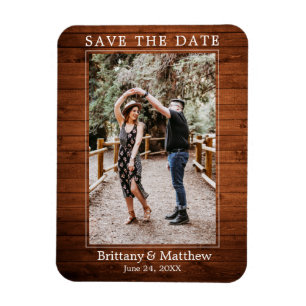 Moderner Minimalistischer Holzdruck Save the Date Magnet