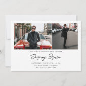 Moderner Minimalistischer horizontaler Abschluss m Einladung (Rückseite)