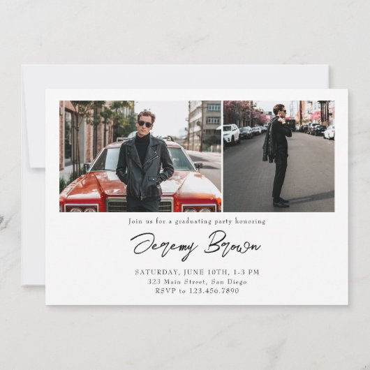 Moderner Minimalistischer horizontaler Abschluss m Einladung (Rückseite)