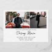 Moderner Minimalistischer horizontaler Abschluss m Folieneinladung (Rückseite)