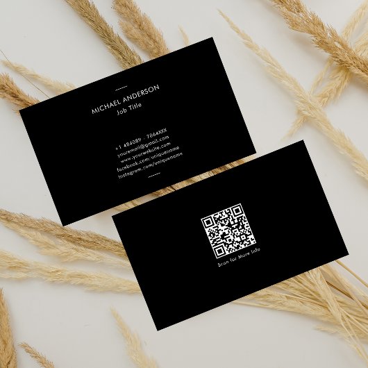 Moderner Minimalistischer Inline-QR-Code schwarz u Visitenkarte