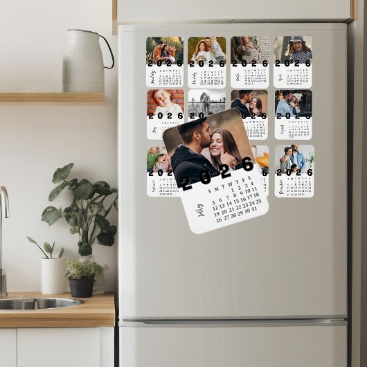 Moderner Minimalistischer Juli 2026 Foto-Kalender Magnet