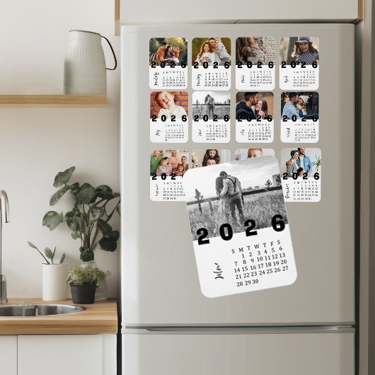 Moderner Minimalistischer Juni 2026 Foto-Kalender Magnet