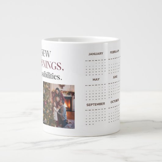Moderner Minimalistischer Kalender 2025 für kunden Jumbo-Tasse (Vorderseite)
