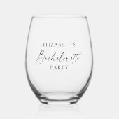Moderner Minimalistischer Kalligraphie-Junggeselin Weinglas Ohne Stiel (Vorderseite)