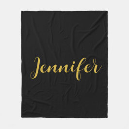 Moderner Minimalistischer Kalligraphiename Black G Fleecedecke