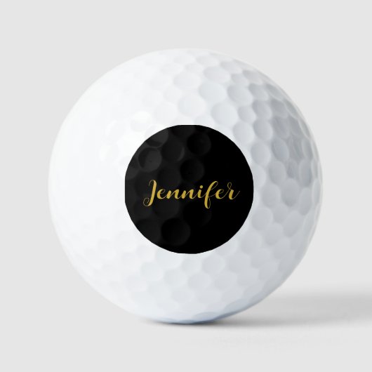 Moderner Minimalistischer Kalligraphiename Black G Golfball (Vorderseite)