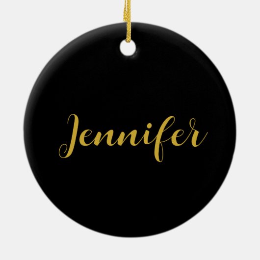 Moderner Minimalistischer Kalligraphiename Black G Keramik Ornament (Hinten)