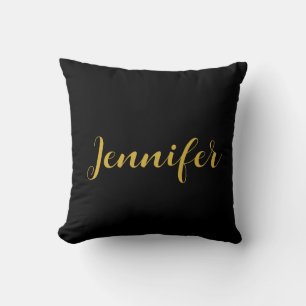 Moderner Minimalistischer Kalligraphiename Black G Kissen