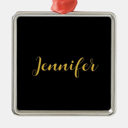 Moderner Minimalistischer Kalligraphiename Black G Ornament Aus Metall (Vorne)