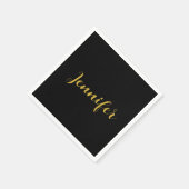 Moderner Minimalistischer Kalligraphiename Black G Serviette (Ecke)