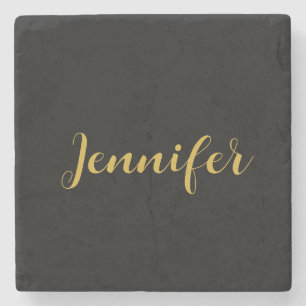 Moderner Minimalistischer Kalligraphiename Black G Steinuntersetzer