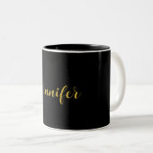 Moderner Minimalistischer Kalligraphiename Black G Zweifarbige Tasse (VorderseiteRechts)