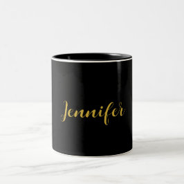 Moderner Minimalistischer Kalligraphiename Black G Zweifarbige Tasse