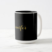 Moderner Minimalistischer Kalligraphiename Black G Zweifarbige Tasse (VorderseiteRechts)