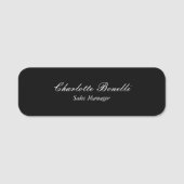 Moderner Minimalistischer Kalligraphiename Black Namensschild (Vorderseite)