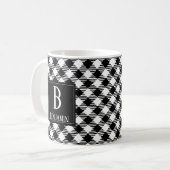 Moderner Minimalistischer Karierter Prüfname Kaffeetasse (Vorderseite Links)