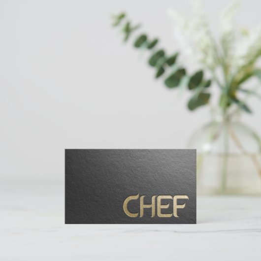 Moderner Minimalistischer Koch mit Schwarz-Gold-Em Visitenkarte (Stehend Vorderseite)