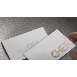 Moderner Minimalistischer Koch mit weißem und gold Visitenkarte