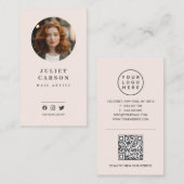 Moderner minimalistischer Kreis Foto QR-Code Nagel Visitenkarte (Vorne/Hinten)