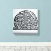 Moderner minimalistischer kreisförmiger Labyrinth  Leinwanddruck (Insitu (Holzboden))