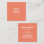 Moderner Minimalistischer Lachs Pinkisch Orange Quadratische Visitenkarte (Vorne/Hinten)