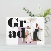 Moderner minimalistischer Lavendel 2 Fotos Abschlu Einladung (Stehend Vorderseite)