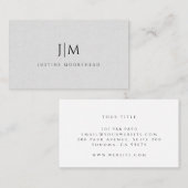 Moderner Minimalistischer Leineneffekt für Monogra Visitenkarte (Vorne/Hinten)