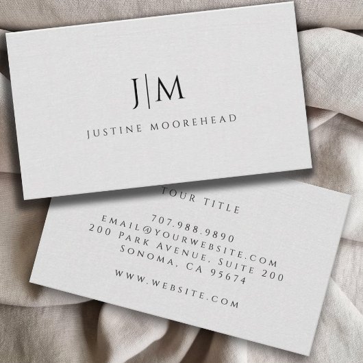 Moderner Minimalistischer Leineneffekt für Monogra Visitenkarte
