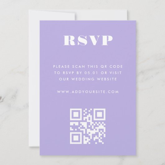 Moderner Minimalistischer Lilac Lavender Qr Code U Einladung (Rückseite)