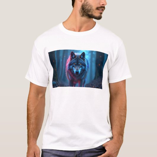 Moderner minimalistischer Linienkunstwolf - Geomet T-Shirt (Vorderseite)