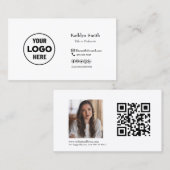 Moderner Minimalistischer LOGO Foto QR Code Berufl Visitenkarte (Vorne/Hinten)