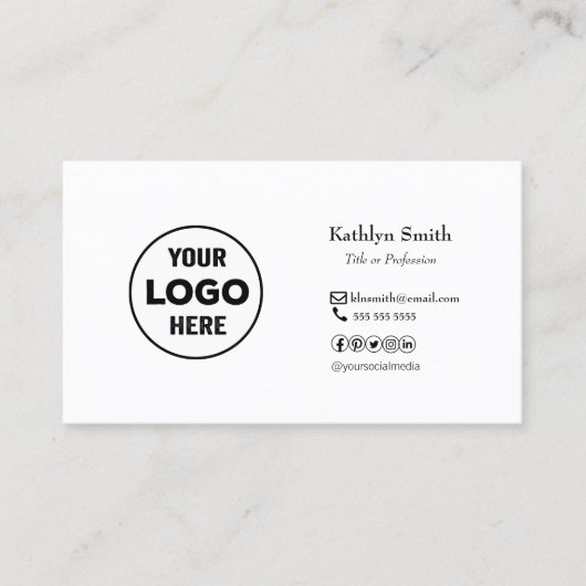 Moderner Minimalistischer LOGO Foto QR Code Berufl Visitenkarte (Vorderseite)