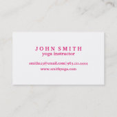 Moderner Minimalistischer Lotus Yoga Instructor Visitenkarte (Rückseite)