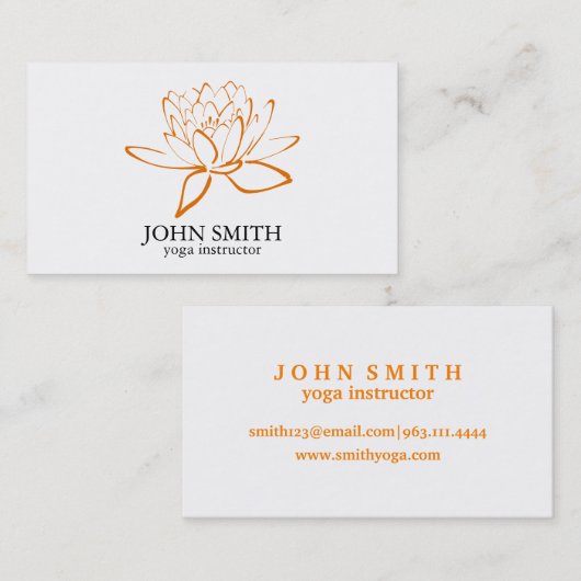 Moderner Minimalistischer Lotus Yoga Instructor Visitenkarte (Vorne/Hinten)