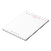 Moderner Minimalistischer Magenta Monogram Line Sq Notizblock (Rotiert)