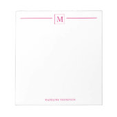 Moderner Minimalistischer Magenta Monogram Line Sq Notizblock (Vorderseite)