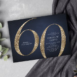 Moderner Minimalistischer Marinegoldgold Glitzer 6 Einladung<br><div class="desc">Moderne minimalistische 60. Geburtstagsfeier Einladung mit stilvollen Imitate Gold Glitzer Nummer 60 und Ihre Party-Details in klassischen Serif-Schriftart auf marineblau Hintergrund,  einfach und elegant,  große Überraschung Erwachsenenstein Geburtstagseinladung. Die Hintergrundfarbe kann in jede beliebige Farbe Ihrer Wahl geändert werden.</div>