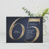 Moderner Minimalistischer Marinegoldgold Glitzer 6 Einladung (Stehend Vorderseite)