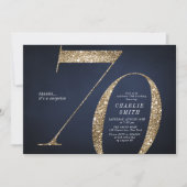 Moderner Minimalistischer Marinegoldgold Glitzer 7 Einladung (Vorderseite)